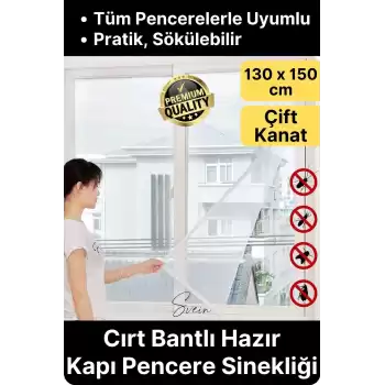 Pratik Tüm Cam Pencere Kapılara Uyumlu Çift Kanat Yırtılmaz Dayanıklı Kendinden Yapışkanlı Sineklik
