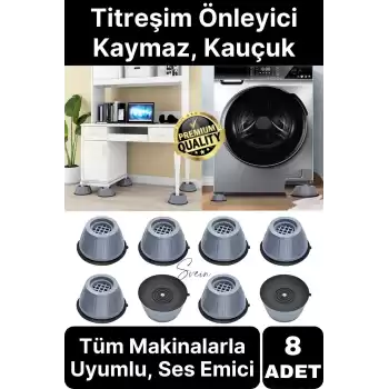 8li Gürültü Engelleyici Kaymaz Titreşim Önleyici Kauçuk Ayak Ped Çamaşır Makinesi Beyaz Eşya Stoper