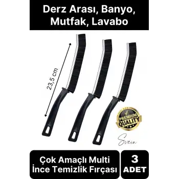 3 Adet Çok Amaçlı Multi İnce Temizlik Fırçası Derz Arası Banyo Mutfak Lavabo Detay Temizleme Aracı