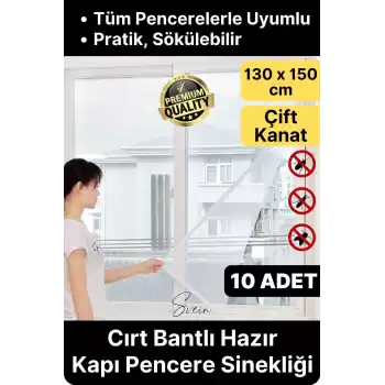 10 Adet Pratik Cam Pencere Kapı Uyumlu Çift Kanat Yırtılmaz Dayanıklı Kendinden Yapışkanlı Sineklik