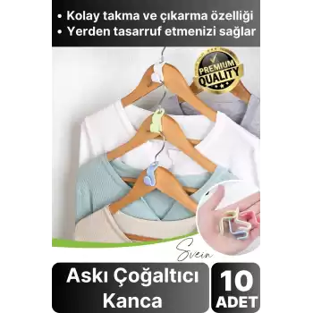 10 Adet Çok Amaçlı Askı Çoğaltıcı Gardrop Dolap İçi Düzenleyici Organizer Kanca Seti Çoklayıcı
