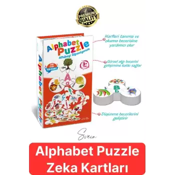 Alphabet Puzzle Eğitici Öğretici Alfabe Zeka Kartları Ebeveyn Çocuk Etkileşimi Okul Öncesi Oyuncak