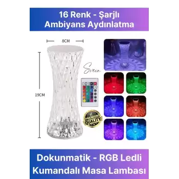 Özel Tasarım Mini 16 Renk Kristal Şarjlı Masa Lambası Led Abajur Dokunmatik Kumandalı Lambader Rgb