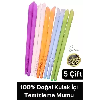 Pratik 100% Doğal Aromaterapi Bakım Buşon Dış Kulak Içi Kir Temizleme Mumu Konisi Çubuğu 5 Çift