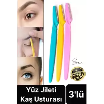 3lü Yüz Jileti Kaş Usturası Kadın Epilasyon Aleti Pratik Taşınabilir Kişisel Bakım Aparatı Epilatör