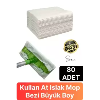 80 Adet Tak Kullan At Islak Mop Yüzey Temizlik Bezi Havlusu İz Bırakmaz Fayans Ahşap Duvar Büyük Boy