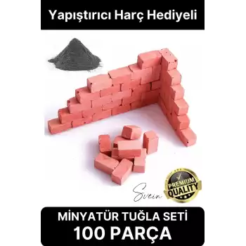 Premium 100 Parça Minyatür Hobi Maket Proje Eğitici Öğretici İnşaat Tuğla Seti Mini Ev Boya Fırça