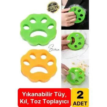 2li Pratik Çok Amaçlı Tüy Toz Kıl Toplayıcı Elbise Temizleme Aparatı Yıkanabilir Çamaşır Makinası