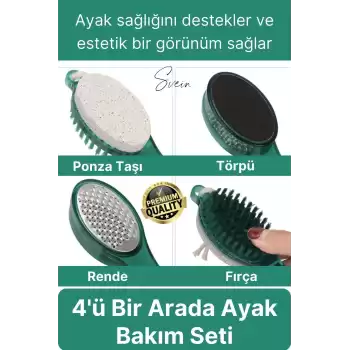 Premium Ayak Topuk Bakım Aleti Çok Fonksiyonlu Fırçalı Set Topuk Taşı Törpü Rende Kum Ponza Taşı