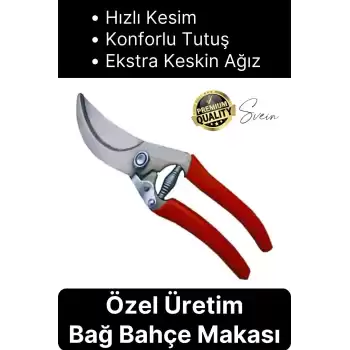 Özel Üretim Premium Bağ Ağaç Budama Makası Üzüm Bahçe Çiçek Gül Bitki Narenciye Eğri Dal Kesme Aleti
