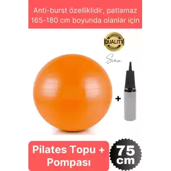 75 cm Yoga Pilates Topu ve Şişirme Pompası Hediye Denge Egzersiz Aerobik Jimnastik Reformer Spor Set