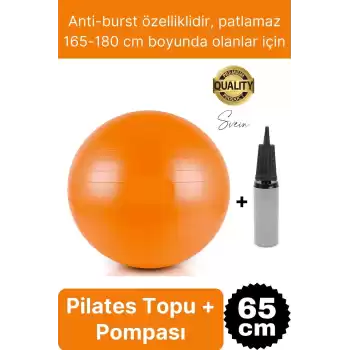 65 cm Yoga Pilates Topu ve Şişirme Pompası Hediye Denge Egzersiz Aerobik Jimnastik Reformer Spor Set