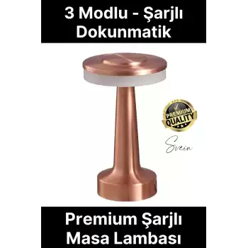Premium Şarjlı Dokunmatik Masa Lambası 3 Renk Modlu Tasarruflu Abajur Ambians Dekoratif Klasik
