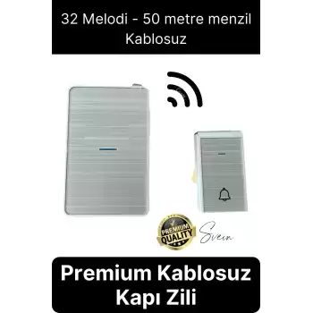 Lüks Kablosuz Uzaktan Kumandalı Yüksek Sesli Uzun Mesafe Menzil Kapı Zili Ev Ofis Dükkan 50 metre