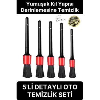 Premium 5 Parça Yumuşak Kıllı Temizleme Fırçası Detaylı Otomobil İç Araç Temizlik Seti Sökücü Bakım