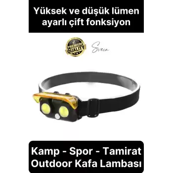 Premium Led Kafa Lambası Cob 80 Lümen Güçlü Aydınlatma Kamp Spor Tamirat Outdoor Ayarlı Fonksiyonel