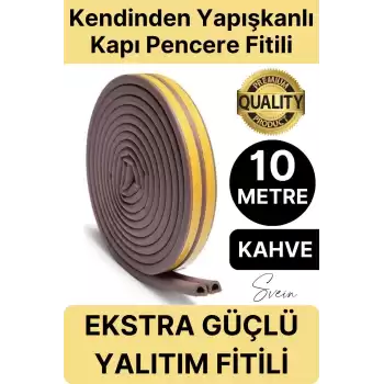 Premium Kapı Pencere Soğuk Toz Sızdırmaz İzolasyon Fitili Kendinden Yapışkanlı Isı Yalıtım 2x5=10 mt