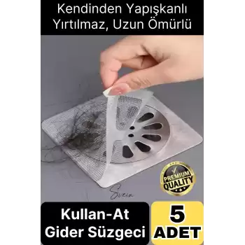 5 Adet Kullan At Yapışkanlı Banyo Duş Gider Süzgeci Saç Küvet Drenajı Tahliye Kapağı Tıkanıklık