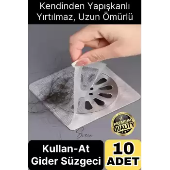 10 Adet Kullan At Yapışkanlı Banyo Duş Gider Süzgeci Saç Küvet Drenajı Tahliye Kapağı Tıkanıklık