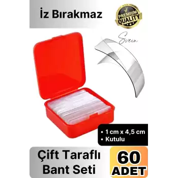 Kutulu Mini Çift Taraflı Bant Seti 60 Parça İz Bırakmaz Güçlü Şeffaf Yapıştırıcı Montaj Bandı
