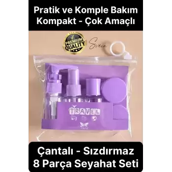 Deluxe 8 Parça Seyahat Banyo Seti Temizlik Şampuan Şişesi Sızdırmaz Çok Amaçlı Doldurulabilir Krem