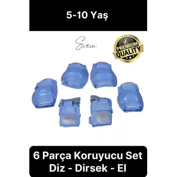 Premium Çocuk İçin Paten Kaykay Scooter Bisiklet Koruyucu Dizlik Dirsek Set Takımı 6 Parça Ekipman