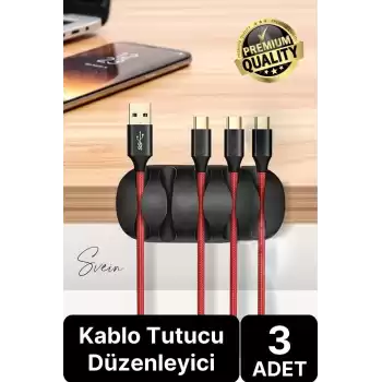 3 Adet 5 Kanallı Kablo Tutucu Sabitleyici Düzenleyici Yapışkanlı Toplayıcı Gizleyici Bant Klips Fiş