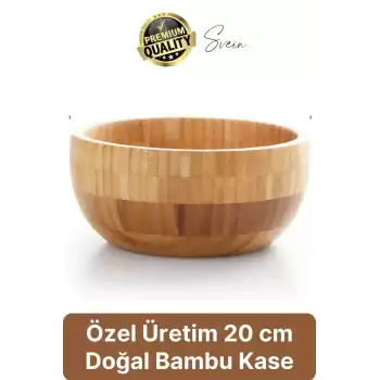 Özel Üretim 20 cm Bambu Kase Doğal Sağlıklı Makarna Salata Meyve Yemek Tabağı Servis Ahşap Çerezlik