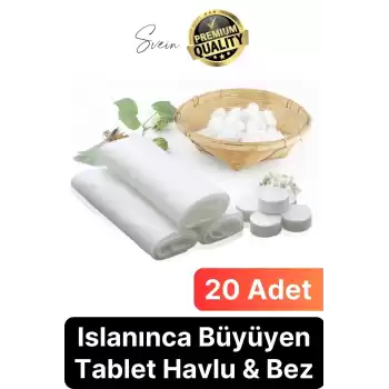 Çok Kullanışlı 20li Sihirli Tablet Suda Islanınca Büyüyen Sıkıştırılmış El Havlu Bez Doğal Pamuk