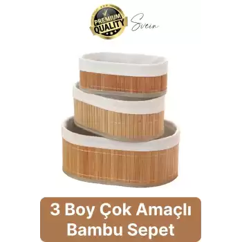3lü Çok Amaçlı Bambu Düzenleyici Banneton Örtülü Sepet Eşya Kutusu Saklama Banyo Kozmetik Organizer