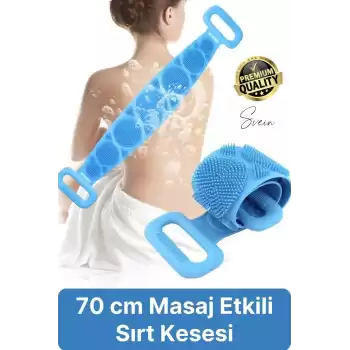 Banyo Duş Sırt Kesesi Çift Taraflı Silikon Lifi Fırçası 70 Cm Cilt Temizlik Peeling Masaj Uzun