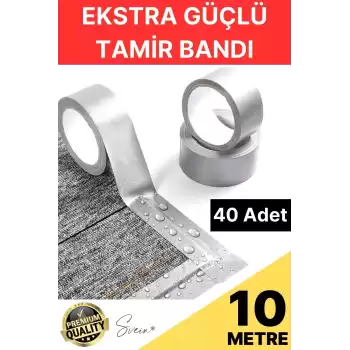 40 Adet 10 Mt Gri Lifli Tamir Takviye Onarım Bandı Su Geçirmez Sızdırmaz Kuvvetli Dayanıklı Çatlak