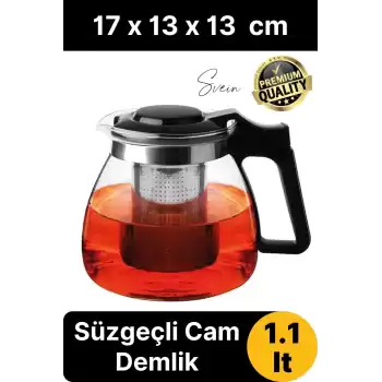 Premium Borosilikat Cam Demlik Isı Dayanıklı Şeffaf Süzgeçli Gevşek Yaprak Çay Makinesi Kapaklı