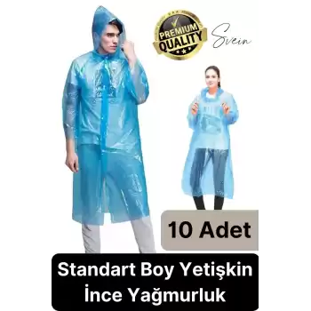 10lu Taşınabilir Kadın Erkek Unisex Yağmurluk Su Geçirmez Kullanımlık Kamp Yürüyüş Kapşonlu