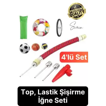 5 Parça Hava Şişirme Ucu İğnesi Aparatı Sibop Seti Spor Topu Basketbol Futbol Bisiklet Lastik Amaçlı