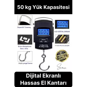 Taşınabilir Hassas Elektronik Terazi El Askılı Ölçekli LCD Dijital Göstergeli Ağırlıkları Bagaj
