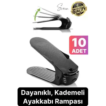 10 Adet Ayakkabı Rampası İstifleyici Dolap İçi Depolama Organizer Koruyucu Düzenleyici Ayarlanabilir