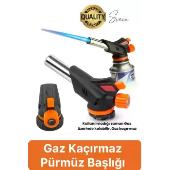 Portatif Ayarlı Pürmüz Başlığı Mutfak Bütan Pişirme Çakmak Alev Barbekü Ateş Piknik Aleti Paslanmaz