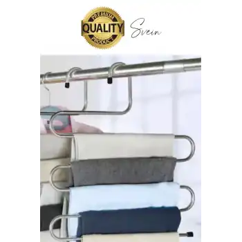 1 Adet Metal Dolap İçi Krom Pantolon Pantolon Akıllı Askılık 5li Taşır Çoklu Katlı Kırışma Karşıtı