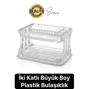 Premium İki Katlı Tabaklık Tezgah Üstü Bulaşıklık Bardak Tabak Kurutucu Mutfak Düzenleyici Plastik