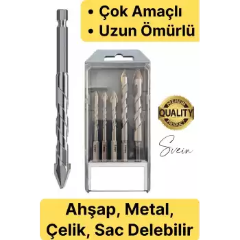 Elmas Premium Ahşap Metal Sac Demir Çelik Delebilen Çok Amaçlı Matkap Ucu Seti 5 Parça Kırılmaz