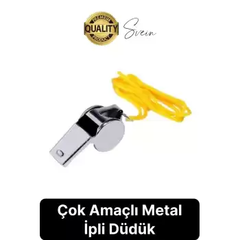 Kolay Kullanım Dayanıklı Askılı Sarı İpli Kutulu Büyük Boy Metal Düdük Taşınabilir Alanlara Uygun