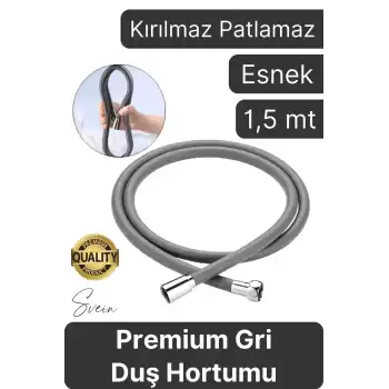 Premium 1,5 Metre Gri 360 Derece Dönebilen Kıvrılmayan Esnek Yumuşak Silikon Patlamaz Duş Hortumları