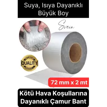 72 mm x 2 mt Su Geçirmez Sızdırmaz Çatı Boru Dayanıklı Çamur Sakız Bant Alüminyum Tamir Bandı