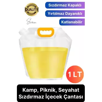 Premium 1 lt Dayanıklı Yer Kaplamaz İçecek Çantası Sporcu Kapaklı Tutamaç Suluk Matara Kamp Piknik