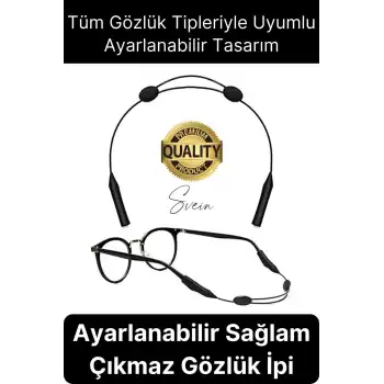 Premium Ayarlanabilir Rahat Kaymaz Çıkmaz Gözlük Arkası Tutucu Askı İpi Zinciri Sporcu Unisex