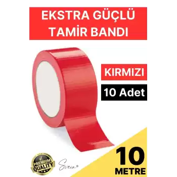 10 Adet 10 mt Kırmızı Tamir Takviye Kapatıcı Güçlü Onarım Bandı Su Geçirmez Sızdırmaz Dayanım Çatlak