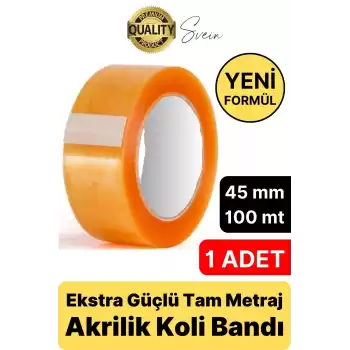 Ekstra Güçlü Yeni Formül 1 Adet 45 mm x 100 mt Koli Bandı Şeffaf Dayanıklı Bant Taşınma Ambalaj