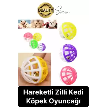 Hareketli 3.5 cm Çıngıraklı Kedi Köpek Evcil Hayvan Oyun Topu Plastik Zil Oyuncağı Eğitici