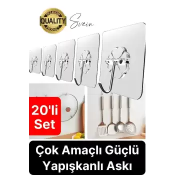 Özel Üretim 20 Adet Kendinden Yapışkanlı Askı Şeffaf Güçlü Anahtar Kapı Duvar Metal Kanca Çok Amaçlı